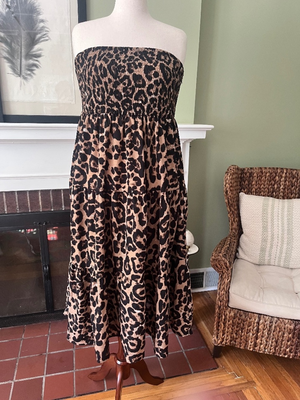 NWOT Leopard Print Strapless Midi Sundress | Festival Style | Approx. 2X